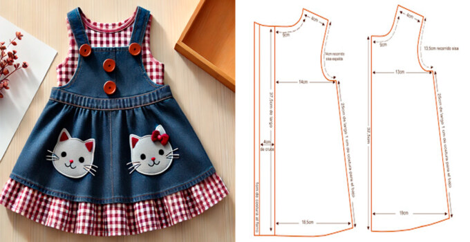 Cómo Hacer un Vestido de Niñas con Tela Jeans Paso a Paso